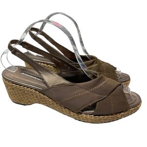 Donald J Pliner Kiwa Brown Bronze Wedge Heels Platform Pumps Sandals Women’s 10